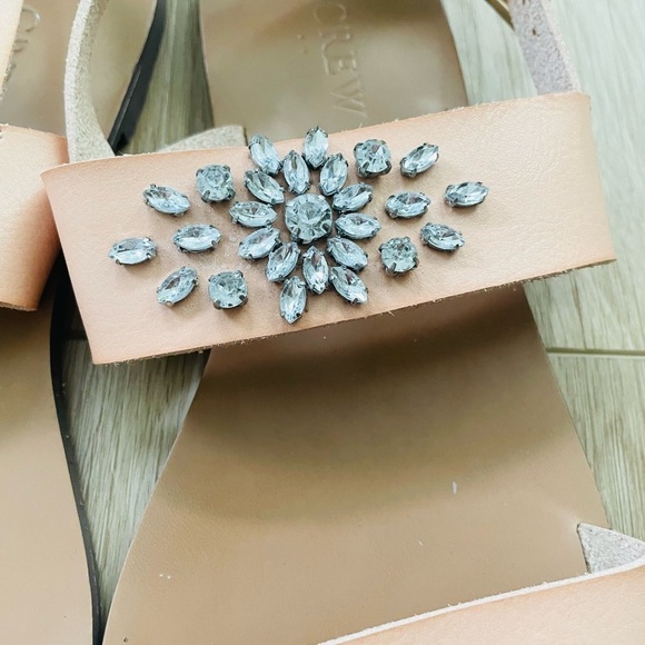 J. Crew Factory Crystal Embellished Tan Flat Sandal Size 7 - Picture 3 of 3
